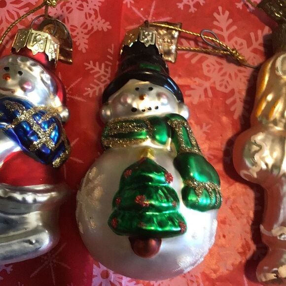 Set of 3 winter glass Christmas ornaments - Picture 3 of 8